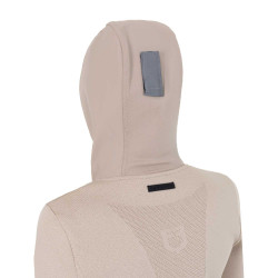 Sweat technique Equestro femme à capuche avec empiècements en micro mesh Oxford tan Rose