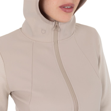 Sweat technique Equestro femme à capuche avec empiècements en micro mesh Oxford tan Rose