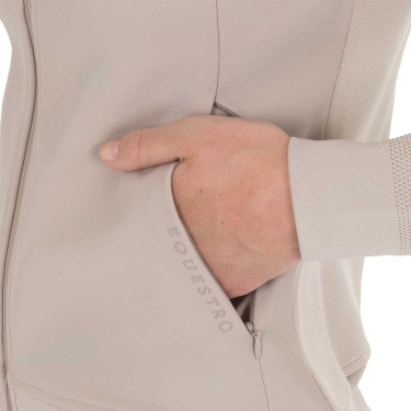 Sweat technique Equestro femme à capuche avec empiècements en micro mesh Oxford tan Rose