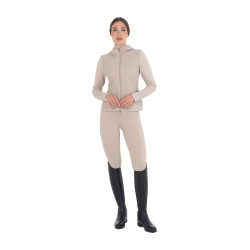 Sweat technique Equestro femme à capuche avec empiècements en micro mesh Oxford tan Rose