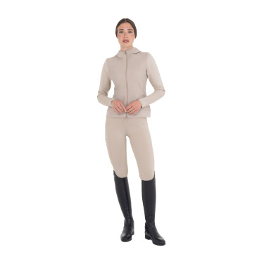 Sweat technique Equestro femme à capuche avec empiècements en micro mesh Oxford tan Rose