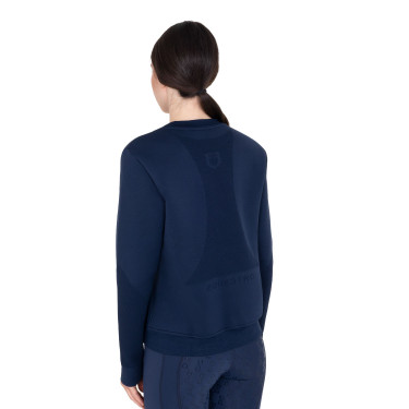Sweatshirt technique Equestro femme col rond avec empiècements en micro mesh Marine blazer Bleu marine Sweatshirt technique Equestro femme col rond avec empiècements en micro mesh Marine blazer Bleu marine