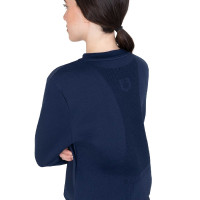 Sweatshirt technique Equestro femme col rond avec empiècements en micro mesh Marine blazer Bleu marine