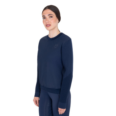 Sweatshirt technique Equestro femme col rond avec empiècements en micro mesh Marine blazer Bleu marine Sweatshirt technique Equestro femme col rond avec empiècements en micro mesh Marine blazer Bleu marine
