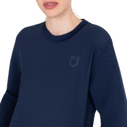 Sweatshirt technique Equestro femme col rond avec empiècements en micro mesh Marine blazer Bleu marine Sweatshirt technique Equestro femme col rond avec empiècements en micro mesh Marine blazer Bleu marine