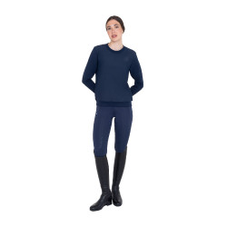 Sweatshirt technique Equestro femme col rond avec empiècements en micro mesh Marine blazer Bleu marine Sweatshirt technique Equestro femme col rond avec empiècements en micro mesh Marine blazer Bleu marine