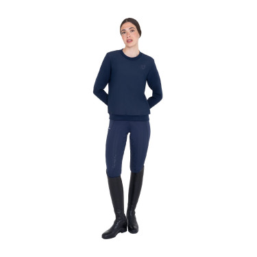 Sweatshirt technique Equestro femme col rond avec empiècements en micro mesh Marine blazer Bleu marine Sweatshirt technique Equestro femme col rond avec empiècements en micro mesh Marine blazer Bleu marine