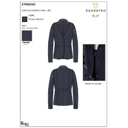 Veste de concours Equestro femme zippée et boutonnée Marine blazer Bleu marine