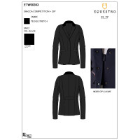 Veste de concours Equestro femme zippée et boutonnée Noir Veste de concours Equestro femme zippée et boutonnée Noir