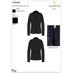 Veste de concours Equestro femme zippée et boutonnée Noir Veste de concours Equestro femme zippée et boutonnée Noir