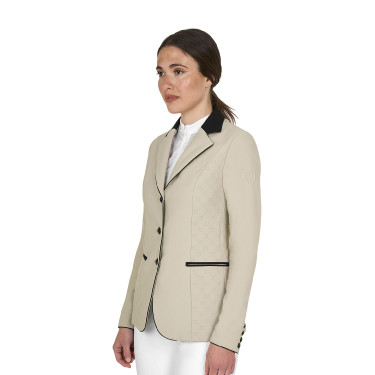 Veste de concours Equestro femme Monogram trois boutons Oxford tan Rose