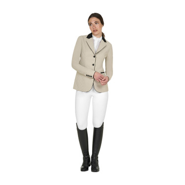 Veste de concours Equestro femme Monogram trois boutons Oxford tan Rose