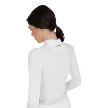 Polo de concours Equestro femme à col chemise Blanc