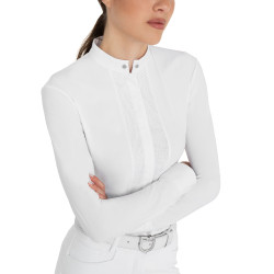 Polo de concours Equestro femme à col chemise Blanc