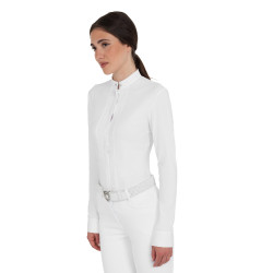 Polo de concours Equestro femme à col chemise Blanc