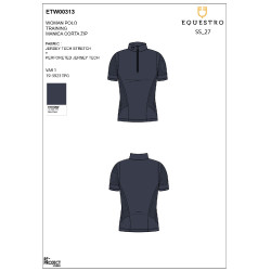 T-shirt Equestro femme d’entraînement en tissu technique micro-perforé Marine blazer Bleu marine