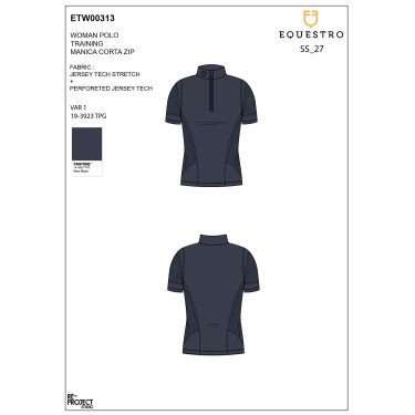 T-shirt Equestro femme d’entraînement en tissu technique micro-perforé Marine blazer Bleu marine