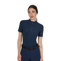 T-shirt Equestro femme d’entraînement en tissu technique micro-perforé Marine blazer Bleu marine
