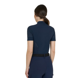 T-shirt Equestro femme d’entraînement en tissu technique micro-perforé Marine blazer Bleu marine