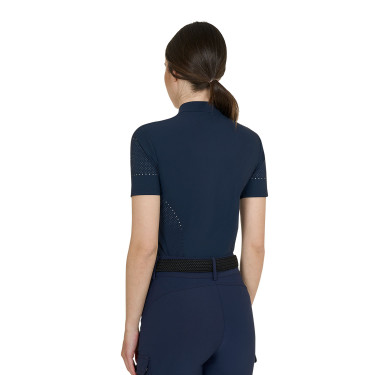 T-shirt Equestro femme d’entraînement en tissu technique micro-perforé Marine blazer Bleu marine