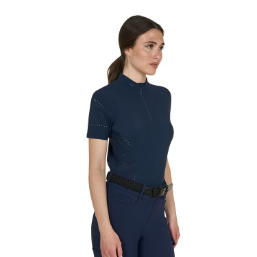 T-shirt Equestro femme d’entraînement en tissu technique micro-perforé Marine blazer Bleu marine