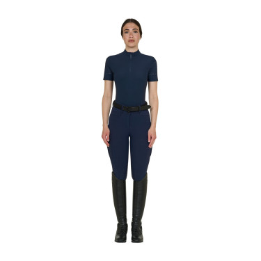 T-shirt Equestro femme d’entraînement en tissu technique micro-perforé Marine blazer Bleu marine
