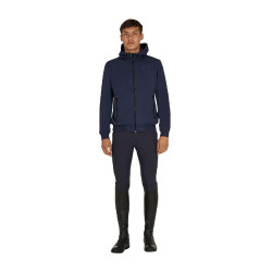 Sweat à capuche Equestro homme à capuche réglable avec fermeture éclair Marine blazer Bleu marine