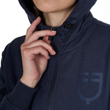 Sweat à capuche Equestro zippé femme adjusté Marine blazer Bleu marine