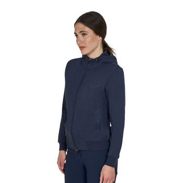 Sweat à capuche Equestro zippé femme adjusté Marine blazer Bleu marine