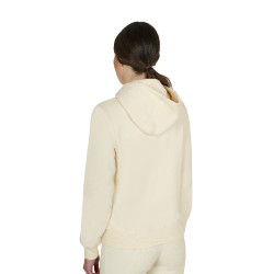 Sweat à capuche Equestro zippé femme adjusté Blanc antique Beige