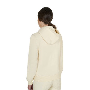 Sweat à capuche Equestro zippé femme adjusté Blanc antique Beige