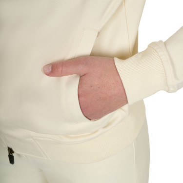 Sweat à capuche Equestro zippé femme adjusté Blanc antique Beige