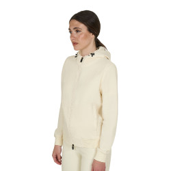Sweat à capuche Equestro zippé femme adjusté Blanc antique Beige