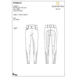 Pantalon Equestro femme full grip taille haute logo en strass Blanc Pantalon Equestro femme full grip taille haute logo en strass Blanc