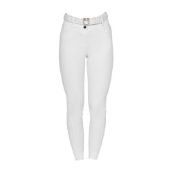 Pantalon Equestro femme full grip taille haute logo en strass Blanc Pantalon Equestro femme full grip taille haute logo en strass Blanc