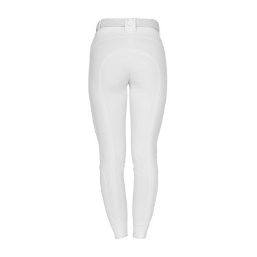Pantalon Equestro femme full grip taille haute logo en strass Blanc Pantalon Equestro femme full grip taille haute logo en strass Blanc