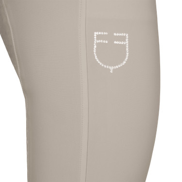 Pantalon Equestro femme full grip taille haute logo en strass Oxford tan Rose Pantalon Equestro femme full grip taille haute logo en strass Oxford tan Rose