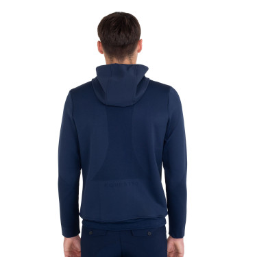 Sweat technique Equestro homme avec capuche et empiècements en micro mesh Marine blazer Bleu marine Sweat technique Equestro homme avec capuche et empiècements en micro mesh Marine blazer Bleu marine