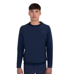 Sweatshirt technique Equestro homme col rond avec inserts en micro mesh Marine blazer Bleu marine