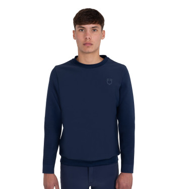 Sweatshirt technique Equestro homme col rond avec inserts en micro mesh Marine blazer Bleu marine