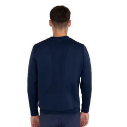 Sweatshirt technique Equestro homme col rond avec inserts en micro mesh Marine blazer Bleu marine
