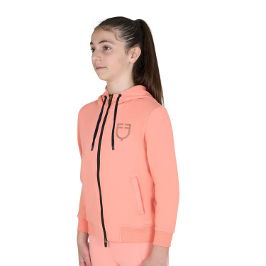 Sweat à capuche Equestro zippé unisexe pour enfants Fleur du désert Rose