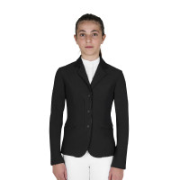 Veste de concours Equestro enfant unisexe zippée et à boutons Noir Veste de concours Equestro enfant unisexe zippée et à boutons Noir