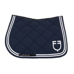 Tapis de saut Equestro Double Stripes en tissu technique Marine blazer / blanc Bleu marine