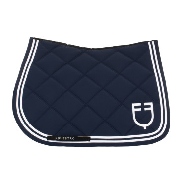 Tapis de saut Equestro Double Stripes en tissu technique Marine blazer / blanc Bleu marine