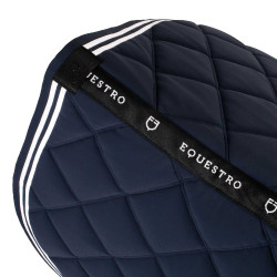Tapis de saut Equestro Double Stripes en tissu technique Marine blazer / blanc Bleu marine