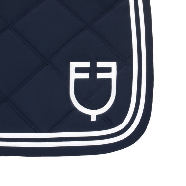 Tapis de saut Equestro Double Stripes en tissu technique Marine blazer / blanc Bleu marine