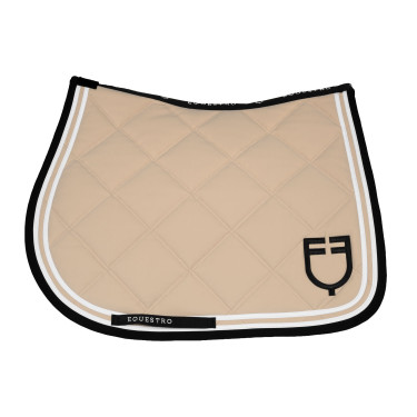 Tapis de saut Equestro Double Stripes en tissu technique Oxford tan / noir Blanc Tapis de saut Equestro Double Stripes en tissu technique Oxford tan / noir Blanc