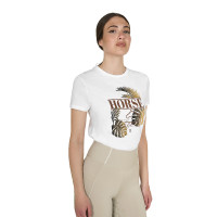 T-shirt Equestro femme Horse Palm en coton Blanc T-shirt Equestro femme Horse Palm en coton Blanc