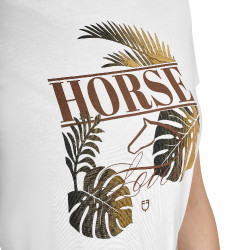 T-shirt Equestro femme Horse Palm en coton Blanc
